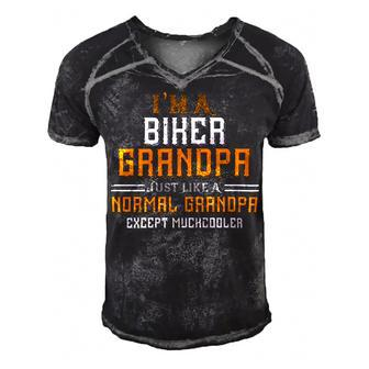 Im A Biker Grandpa Just Like A Normal Grandpa Except Muchcooler Papa T-Shirt Fathers Day Gift Men's Short Sleeve V-neck 3D Print Retro Tshirt - Monsterry UK