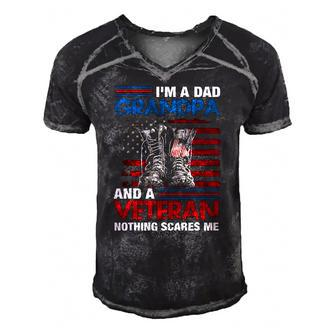Im A Dad Grandpa And A Veteran Nothing Scares Me Funny Men's Short Sleeve V-neck 3D Print Retro Tshirt | Mazezy