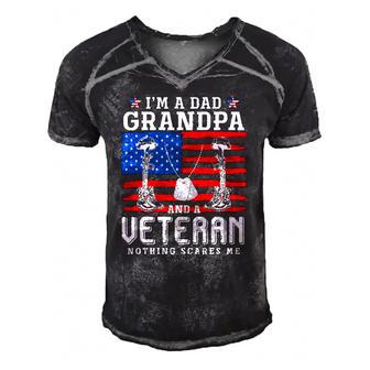 Im A Dad Grandpa And Veteran Nothing Scares Me Veterans Day Men's Short Sleeve V-neck 3D Print Retro Tshirt | Mazezy