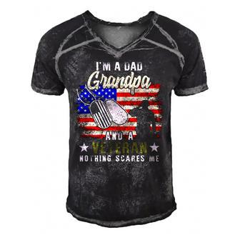 Im A Dad Grandpa Veteran Nothing Scares Me Fathers Day Gift Men's Short Sleeve V-neck 3D Print Retro Tshirt | Mazezy