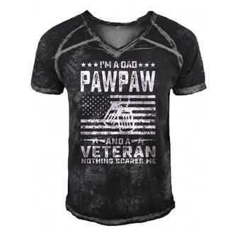 Im A Dad Pawpaw And A Veteran Nothing Scares Me Funny Gifts Men's Short Sleeve V-neck 3D Print Retro Tshirt | Mazezy