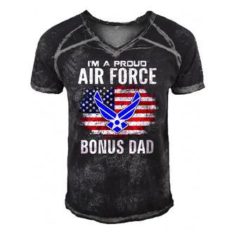 Im A Proud Air Force Bonus Dad With American Flag Veteran Men's Short Sleeve V-neck 3D Print Retro Tshirt | Mazezy