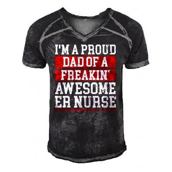 Im A Proud Dad Of A Freakin Awesome Er Nurse Dad Men's Short Sleeve V-neck 3D Print Retro Tshirt | Mazezy