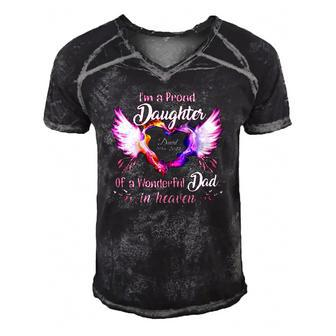 Im A Proud Daughter Of A Wonderful Dad In Heaven David 1986 2021 Angel Wings Heart Men's Short Sleeve V-neck 3D Print Retro Tshirt | Mazezy