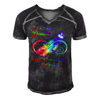Im A Proud Daughter Of A Wonderful Dad In Heaven Gifts Raglan Baseball Men's Short Sleeve V-neck 3D Print Retro Tshirt | Mazezy