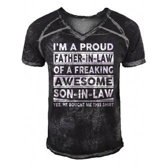 Im A Proud Father In Law Of A Freaking Awesome Son In Law Essential Men's Short Sleeve V-neck 3D Print Retro Tshirt | Mazezy