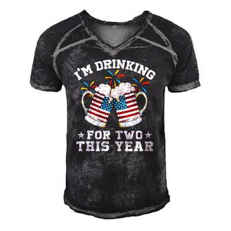 Im Drinking For Two This Year Pregnancy 4Th Of July Men's Short Sleeve V-neck 3D Print Retro Tshirt | Mazezy