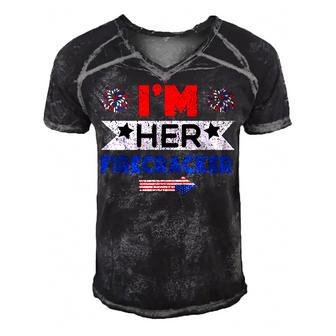 Im Her Firecracker 4Th Of July Matching Couple For Her Men's Short Sleeve V-neck 3D Print Retro Tshirt - Seseable