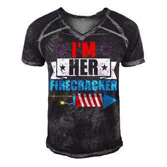 Im Her Firecracker 4Th Of July Matching Couple For Her Men's Short Sleeve V-neck 3D Print Retro Tshirt - Seseable