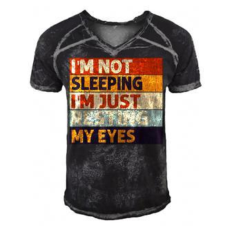 Im Not Sleeping Im Just Resting My Eyes Vintage Dad Joke Men's Short Sleeve V-neck 3D Print Retro Tshirt - Seseable