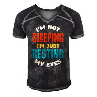 Im Not Sleeping Just Resting My Eyes Funny Dad Joke Men's Short Sleeve V-neck 3D Print Retro Tshirt | Mazezy