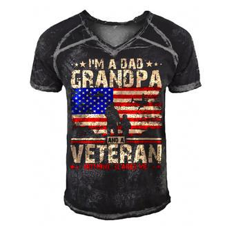 Independence Day 4Th Of July Im A Dad Grandpa And A Veteran Men's Short Sleeve V-neck 3D Print Retro Tshirt - Monsterry
