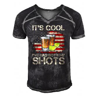 Its Cool Ive Had Both My Shots American Flag 4Th Of July Men's Short Sleeve V-neck 3D Print Retro Tshirt | Mazezy