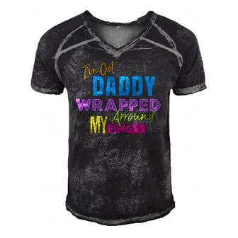 Ive Got Daddy Wrapped Around My Finger Kids Men's Short Sleeve V-neck 3D Print Retro Tshirt | Mazezy