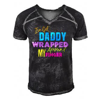 Ive Got Daddy Wrapped Around My Finger Kids Men's Short Sleeve V-neck 3D Print Retro Tshirt | Mazezy