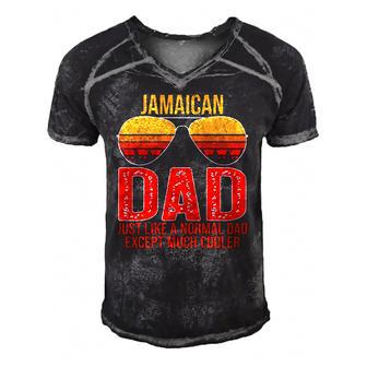 Jamaican Dad Retro Sunglasses Jamaica Fathers Day Men's Short Sleeve V-neck 3D Print Retro Tshirt | Mazezy