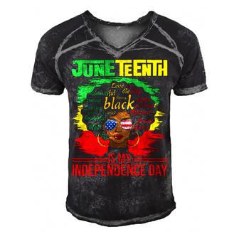 Juneteenth Is My Independence Day African Flag Black History Men's Short Sleeve V-neck 3D Print Retro Tshirt | Favorety