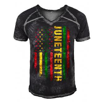 Juneteenth Us Flag Black King Melanin Dad Men Fathers Day Men's Short Sleeve V-neck 3D Print Retro Tshirt | Favorety DE