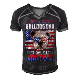 Just A Proud Bulldog Dad Merica Dog Patriotic 4Th Of July Men's Short Sleeve V-neck 3D Print Retro Tshirt - Seseable