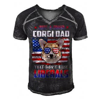 Just A Proud Corgi Dad Merica Dog Patriotic 4Th Of July Men's Short Sleeve V-neck 3D Print Retro Tshirt - Seseable