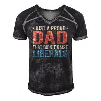 Just A Proud Dad That Didnt Raise Liberals Retro Vintage Men's Short Sleeve V-neck 3D Print Retro Tshirt | Mazezy
