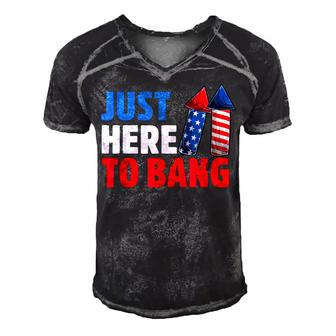 Just Here To Bang 4Th Of July Fireworks V2 Men's Short Sleeve V-neck 3D Print Retro Tshirt - Seseable
