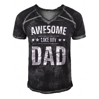 Kids Awesome Like My Dad Sayings Funny Ideas For Fathers Day Men's Short Sleeve V-neck 3D Print Retro Tshirt | Mazezy UK