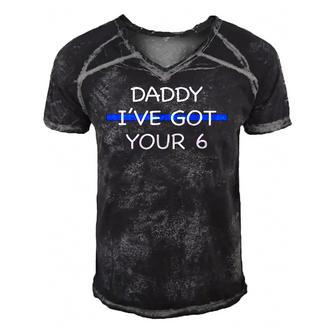 Kids Daddy Ive Got Your 6 Thin Blue Line Cute Men's Short Sleeve V-neck 3D Print Retro Tshirt | Mazezy
