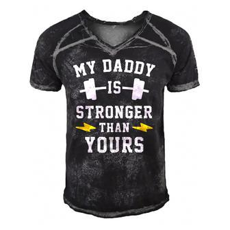 Kids My Daddy Is Stronger Than Yours - Matching Twins Men's Short Sleeve V-neck 3D Print Retro Tshirt | Mazezy