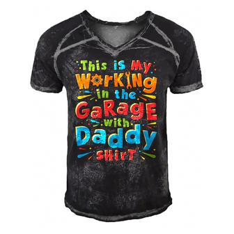Kids This Is My Working In The Garage With Daddy Mechanic Men's Short Sleeve V-neck 3D Print Retro Tshirt | Mazezy