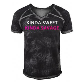 Kinda Sweet Kinda Savage Quote Outfit  Men's Short Sleeve V-neck 3D Print Retro Tshirt
