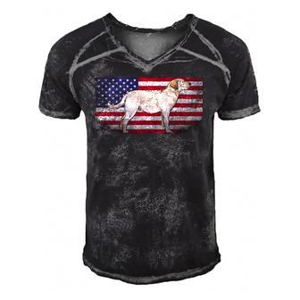 Labrador Retriever Dog 4Th Of July American Flag America Usa Men's Short Sleeve V-neck 3D Print Retro Tshirt | Mazezy