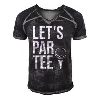 Lets Par Tee Partee Funny Golfing Lover Golf Player Men's Short Sleeve V-neck 3D Print Retro Tshirt | Mazezy