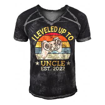 Leveled Up To Uncle Est 2022 Promoted New Uncle Video Gamer Men's Short Sleeve V-neck 3D Print Retro Tshirt - Seseable