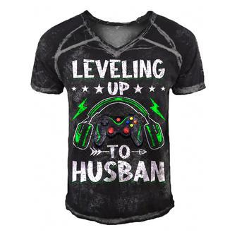 Leveling Up To Husban Husband Video Gamer Gaming Men's Short Sleeve V-neck 3D Print Retro Tshirt - Seseable