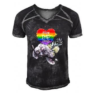 Lgbt Pride Daddy Owl Rainbow Free Dad Hugs Fathers Day Men's Short Sleeve V-neck 3D Print Retro Tshirt | Mazezy