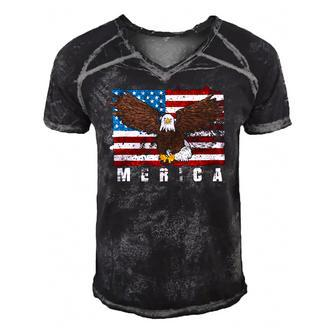 Liberty 4Th Of July Merica Us Flag Proud American Bald Eagle Men's Short Sleeve V-neck 3D Print Retro Tshirt | Mazezy