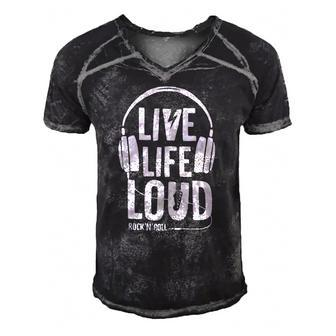 Live Life Loud Rock N Roll Music Love Men's Short Sleeve V-neck 3D Print Retro Tshirt | Mazezy