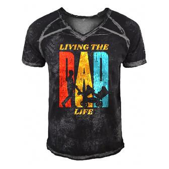 Living The Dad Life Retro Men's Short Sleeve V-neck 3D Print Retro Tshirt | Mazezy