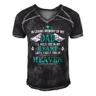 Loving Memory Of My Dad Ill Hold You In My Heart Memorial Men's Short Sleeve V-neck 3D Print Retro Tshirt | Mazezy