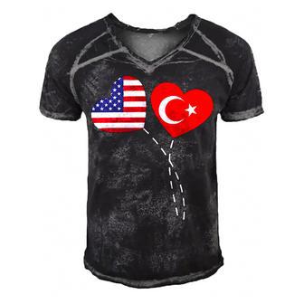 Loving Usa Turkey Flag Heart Turkish 13 Shirt Men's Short Sleeve V-neck 3D Print Retro Tshirt | Favorety