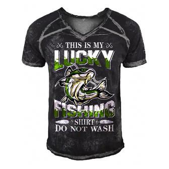 Lucky Fishing For Kids Do Not Wash Christmas Fisherman Men's Short Sleeve V-neck 3D Print Retro Tshirt - Seseable