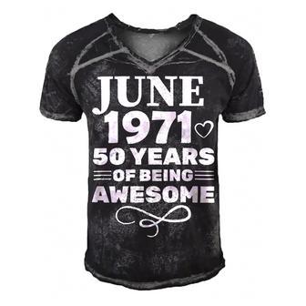 Made In June 1971 50 Years Of Being Awesome Men's Short Sleeve V-neck 3D Print Retro Tshirt | Favorety AU