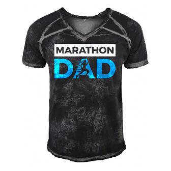 Marathon Dad Funny Sport Running Fathers Day Gift Men's Short Sleeve V-neck 3D Print Retro Tshirt | Mazezy