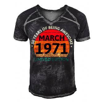 March 1971 50 Years Old Retro Vintage 50Th Birthday Men's Short Sleeve V-neck 3D Print Retro Tshirt | Favorety CA