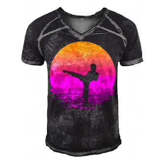 Martial Arts Womens Silhouette Retro 169 Shirt Men's Short Sleeve V-neck 3D Print Retro Tshirt | Favorety