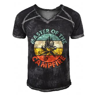 Master Of The Campfire Dad Camping Camping Dad Men's Short Sleeve V-neck 3D Print Retro Tshirt - Monsterry UK