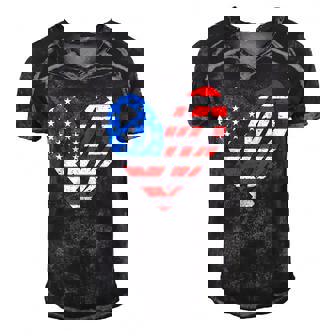 Memorial Day & 4Th July Partiotic Heart Mens & Womens Men's Short Sleeve V-neck 3D Print Retro Tshirt | Mazezy