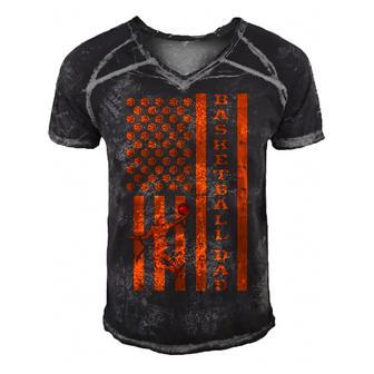 Mens 4Th Of July Fathers Day Patriotic American Basketball Dad Men's Short Sleeve V-neck 3D Print Retro Tshirt - Seseable
