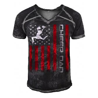 Mens 4Th Of July Us Flag Cheer Dad Gift For Fathers Cheer Men's Short Sleeve V-neck 3D Print Retro Tshirt - Seseable